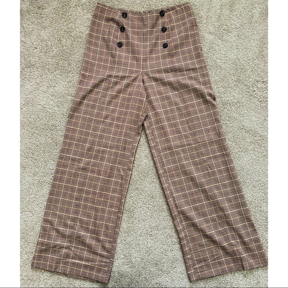 Plaid Wide-Leg High Waisted Pants